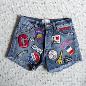 Gaëlle Paris Women's  Denim Shorts Patchwork Application Size 26 Made in Italy
